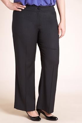 Plus Flat Front Pinstripe Wide Leg Trousers
