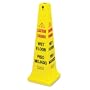 Rubbermaid Commercial Four-Sided Caution, Wet Floor Yellow Safety Cone, 12-1/4 x 12-1/4 x 36 (6276-77)