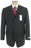 Review Calvin Klein  / Calvin Klein Mens Single Breasted 3 Button Black Pinstripe Wool Suit - Size 44R