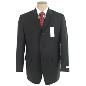 Buy Calvin Klein Mens Single Breasted 3 Button Black Pinstripe Wool Suit - Size 42R by Calvin Klein