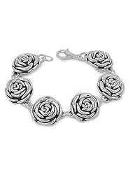Sterling Silver Rose Bracelet 8"