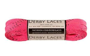 Hot Pink 72 Inch Waxed Skate Lace - Derby Laces for Roller Derby, Hockey and Ice Skates, and Boots