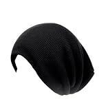 Black Ribbed Oversized Beanie Hat