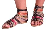 EyeCatchShoes - Snake Multicoloured Gladiator Braided Sandals Shoes
