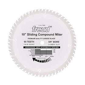 Freud TK606 Avanti 10 60 Tooth ATB 5 8 Arbor Thin Kerf Sliding Compound Miter Saw Blade by Freud
