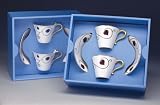 Box set of 2 bone china tea cups & saucers, blue from ELIA