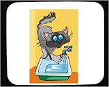Decorated Mouse Pad with faucet, water, cat, touching, animal