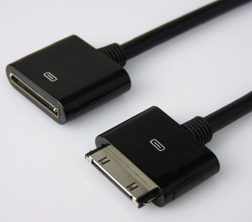 Proxima Black Dock Extension Cable for iPhone 4 4S 3GS 3G iPod Touch iPad iPad 2-- Support Audio Video Signal, Sync Charger -- with 17 Core not the slim 4 core version