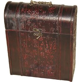 Asian Home Decor & Unique Gifts - 14" Ming Black Calligraphy Oriental Wine Box (Three Bottles)