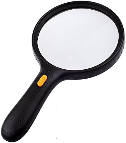 Kristen Nilson #1 Bright Super Large 5.5 inch 2X Round Handheld LED Magnifier - Ergonomic Easy Grip Magnifying Glass with 3 LED Light - Lightweight Portable Super Clear Loupe with Illuminated Lens