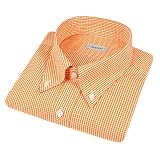 Bagutta Orange & White Checked Button Down Cotton Italian Dress Shirt