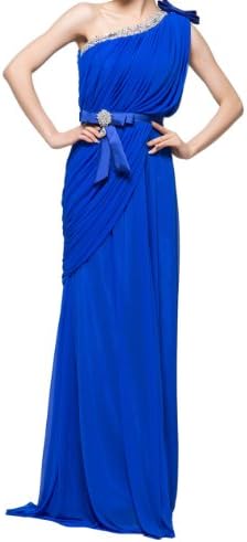 One-shoulder Strapless Floor-length Slim Crystal Bride Gown Sapphire Blue LFL13822 Sapphire Blue US 0/2
