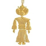 4 Articulated Asian Woman Pendant On Chain In Gold