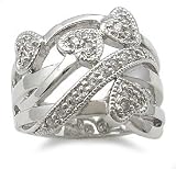 4 Hearts Sterling Silver CZ Right Hand Ring