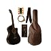 Austin Bazaar 41 Inch Black Cutaway Acoustic-Electric Guitar