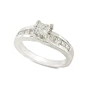 1 cttw Princess-Cut Diamond Channel Set 14k White Gold Engagement Ring (3/8 ct Center, H-I Color, SI1-SI2 Clarity), Size 5