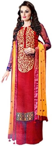Whatshop Plazzo Style Embroidered Long MultiColor Salwar Kameez