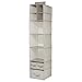 InterDesign 7-Shelf and 3-Drawer Organizer - Chevron Hanging Closet Storage System, Taupe/Natural