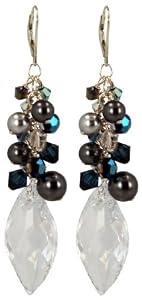 Blues Pearl Navette Cluster Earrings
