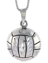 Sterling Silver Volleyball Pendant, 1 1/16 inch