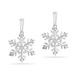 10k White Gold Diamond Snowflake Earrings (1/10 cttw, I-J Color, I2-I3 Clarity)