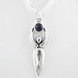 Celestial Lunar Goddess Pendant in Sterling Silver with an Amethyst Gemstone Moon on a 16" Box Chain, #8716