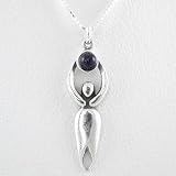 Amethyst Lunar Goddess Pendant in Sterling Silver on a 16 Box Chain, #8716