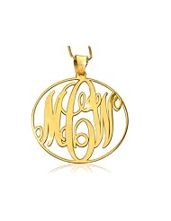 Round Monogram Pendant Necklace, Gold Plated Monogrammed Necklace