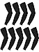 Bememo 9 Pairs Unisex UV Protection Sleeves Long Arm Sleeves Cooling Sleeves Ice Silk Arm Cover Sleeves (Black)