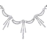 Majestic Curving CZ Diamond Platinum Plated Wave Necklace