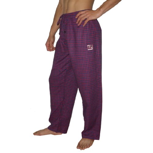 Mens NFL New York Giants Plaid Cotton Thermal Sleepwear / Pajama Pants - Blue & Red (Size: XL)