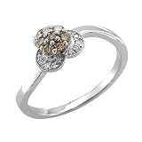 14k Two Tone Gold White and Chocolate Brown Diamond Ring / Band, Size 7 - 0.24 carat