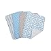 Trend Lab Logan 4 Pack Burp Cloth Set - 4 Deluxe Burp Cloths, Dot, Stripe, Circle and Stripe Print, Blue, Gray and White, White Cotton Terry Cloth, 10 in x 13 in