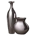 Set of 2 Cerny Vases - Black/ Chrome