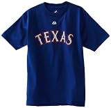MLB Boys' Texas Rangers Official Wordmark Short Sleeve Basic Tee (Deep Royal, Medium)