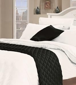 Desire Faux Silk Quilted Throw in Black: Amazon.co.uk: Kitchen & Home