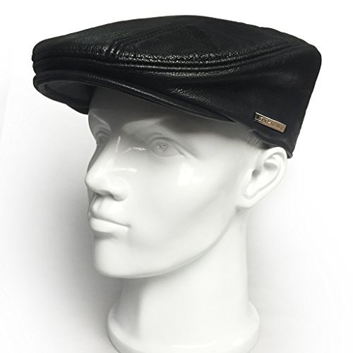 LETHMIK Classic Newsboy Flat Hat Genuine Leather Cabbie Hat Ivy Cap Driving