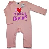 Dirty Fingers I Love my AUNTIE she Rocks x Baby & Toddler Long Sleeve Romper Suit 3-6 months, Pink