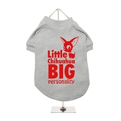 Little Chihuahua, Big Personality Hunde T-Shirt (Grau / Rot) (Small)
