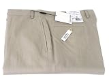 Calvin Klein Mens Flat Front Solid Khaki Tan Linen Dress Pants