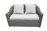 Ambientehome 68467 Strandgut07 2er Sofa Polyrattan grau - bicolor circa 152 x 85 x 83 cm, Kissen dunkelgrau