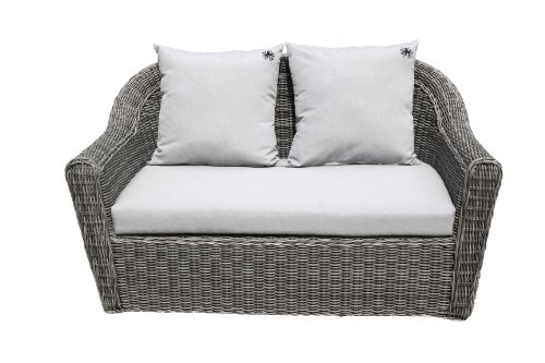 Ambientehome 68467 Strandgut07 2er Sofa Polyrattan grau - bicolor circa 152 x 85 x 83 cm, Kissen dunkelgrau
