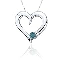 10k White Gold Blue Diamond Heart Pendant (1/10 cttw), 18"