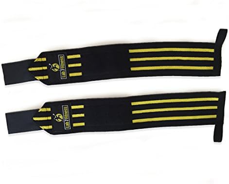Wrist Wraps for Weightlifting Crossfit Bodybuilding - Improve Hand Grip - Prevent Injury - Lift More Weight - For Women or Men - Thumb Loops - 1 Pair/2 Wraps 18 Inches Yellow