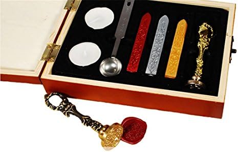 Retro Wax Seal Classic Engraved Stamp Sealing Wax Vintage Alphabet Initial Letter Set Creative Stamp Maker Kit Including Alphabet Stamp Sealing Waxes Spoon and White Waxes for Melting Letter W