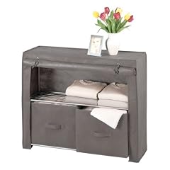 WENKO 4381680100 W�scheschrank Libert� - Ablagefach + 2 Schubladen, atmungsaktives Vlies, 91 x 76 x 31 cm, grau