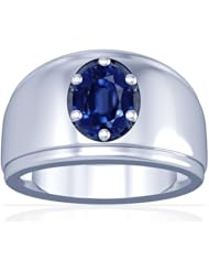 18K White Gold Oval Cut Blue Sapphire Solitaire Ring