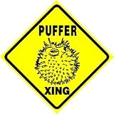 PUFFER CROSSING sign * street blow fish