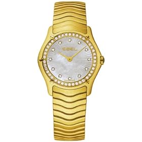 Click here to buy Ebel Classic Womens Mother-of-Pearl Sunburst Diamond Dial Diamond Bezel 18K Yellow Gold Watch... by Ebel.