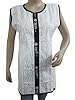 Indian Tunic Top Kurta White Black Edging Cotton Womans Tunic M
